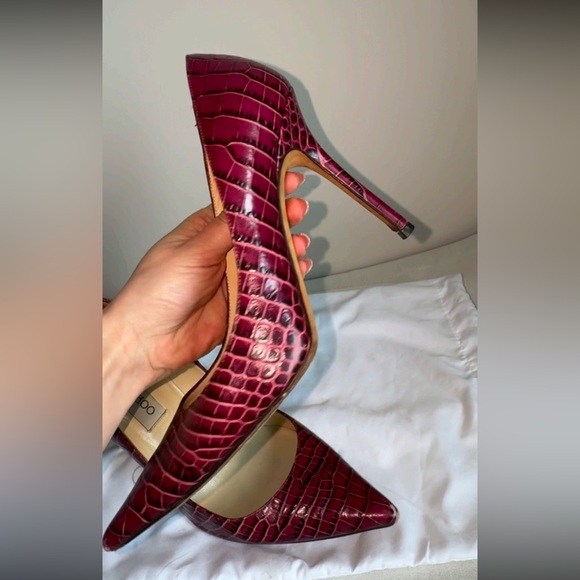 Jimmy Choo Shoes - Jimmy Choo Burgundy croc style leather pumps